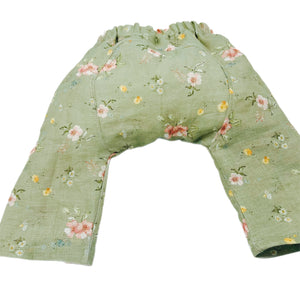 Linen Gusset Pant-Sage Green Floral